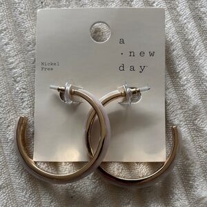 a new day New with Tags Gold and Cream Semi-Hoop Earrings